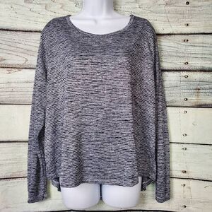 Athleta Women’s XL Long Sleeve Heathered Navy Gray Striped Top Modal Blend
